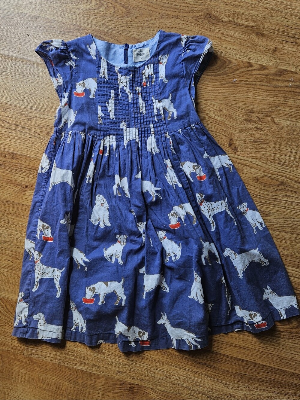 Mini Boden Dog Print Navy Dress